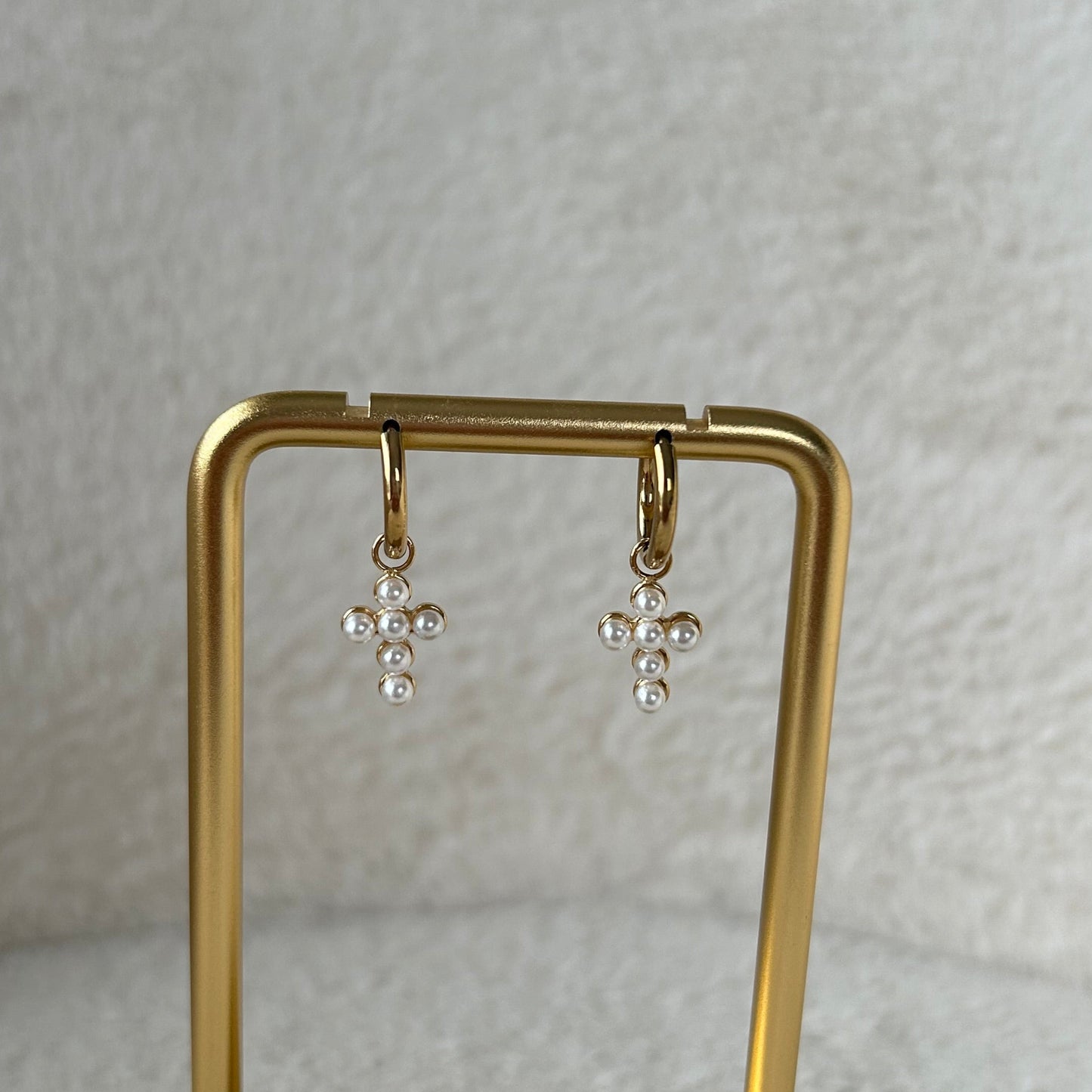 BOUCLES D’OREILLES CROIX PERLES