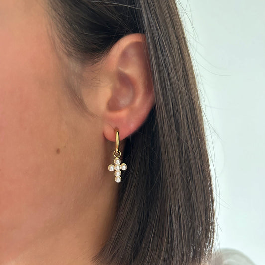 BOUCLES D’OREILLES CROIX PERLES