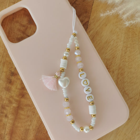 MINI BIJOU DE TÉLÉPHONE - POMPON ROSE