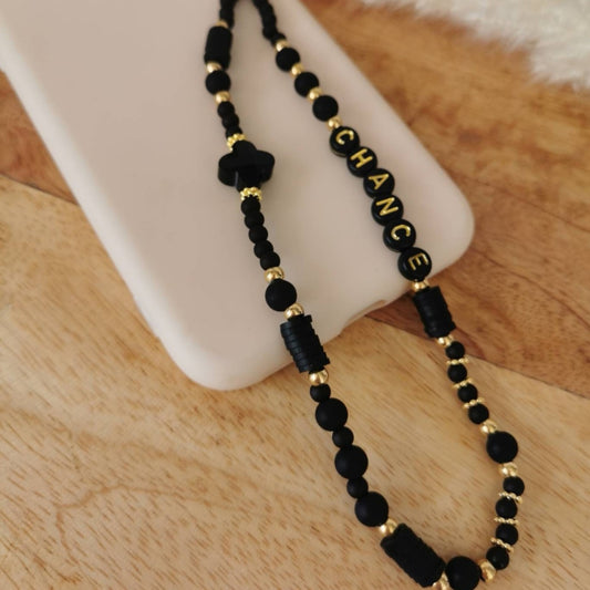 BIJOU DE TÉLÉPHONE - CHANCE NOIR