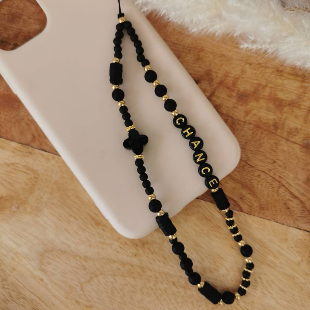 BIJOU DE TÉLÉPHONE - CHANCE NOIR