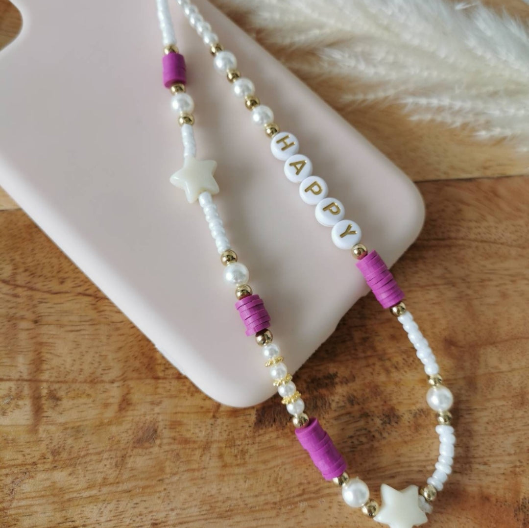 BIJOU DE TÉLÉPHONE - ETOILE MAUVE