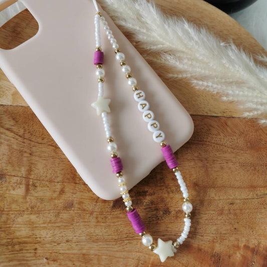 BIJOU DE TÉLÉPHONE - ETOILE MAUVE