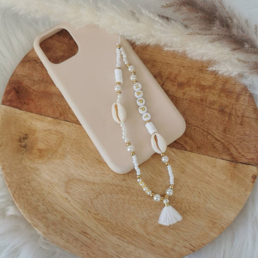 BIJOU DE TÉLÉPHONE - COQUILLAGE POMPON