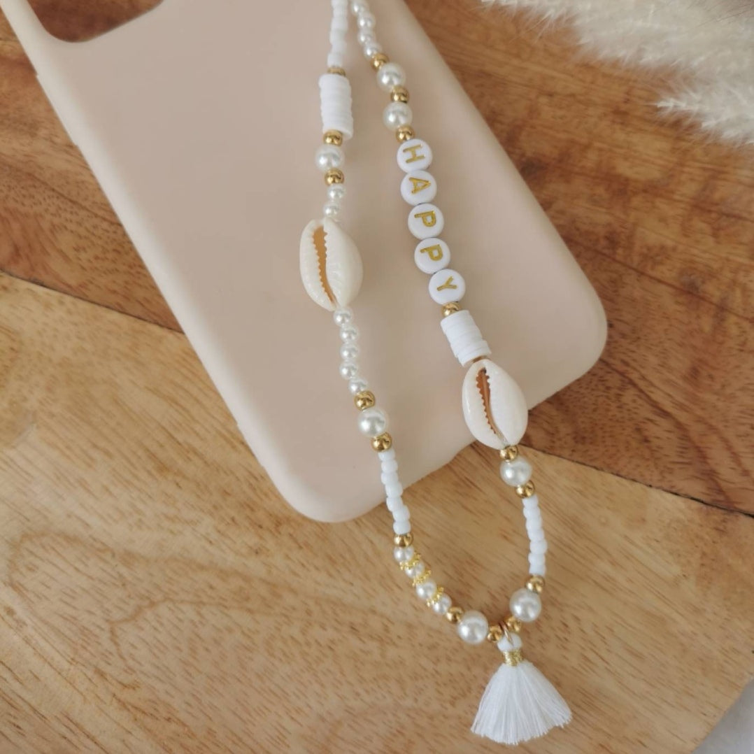 BIJOU DE TÉLÉPHONE - COQUILLAGE POMPON