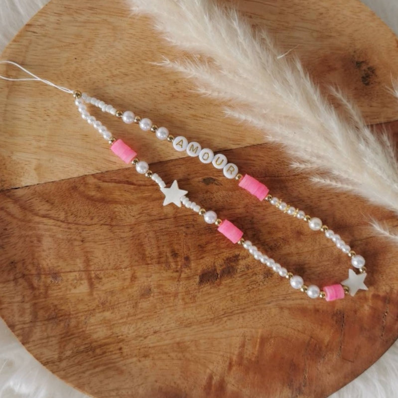 BIJOU DE TÉLÉPHONE - AMOUR ROSE