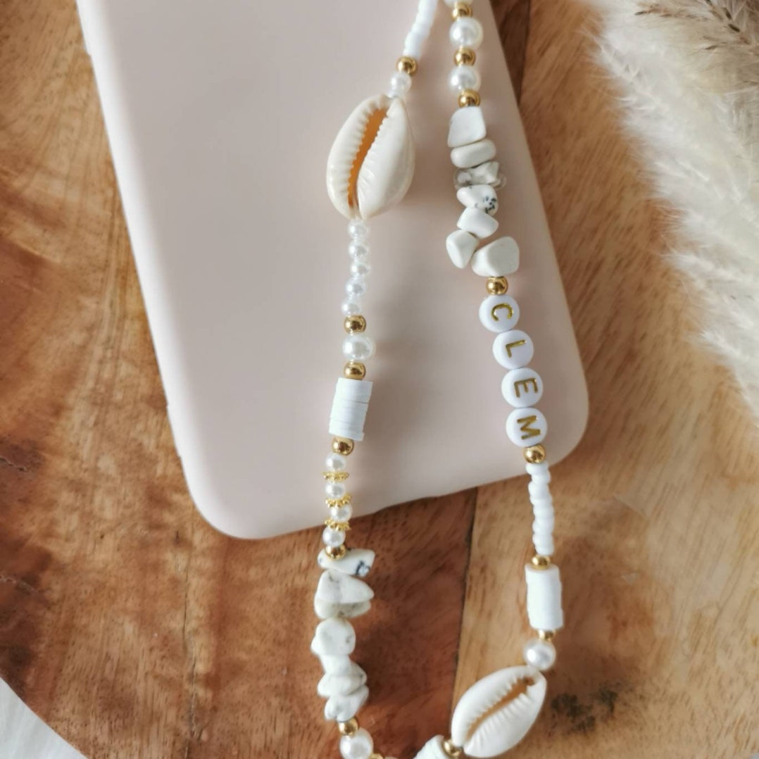 BIJOU DE TÉLÉPHONE - COQUILLAGE MARBRE