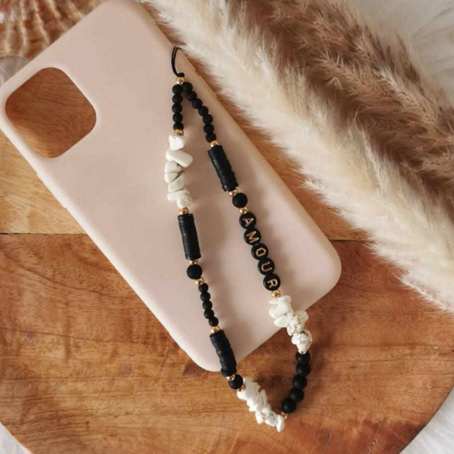 BIJOU DE TÉLÉPHONE - PIERRE MARBRE NOIR