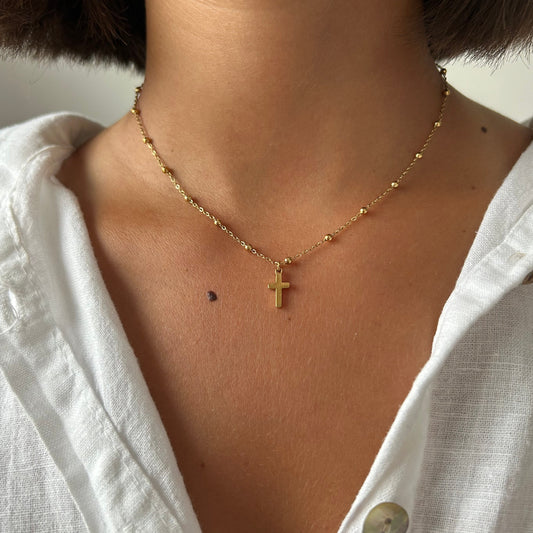 COLLIER RAS DE COU MINI CROIX