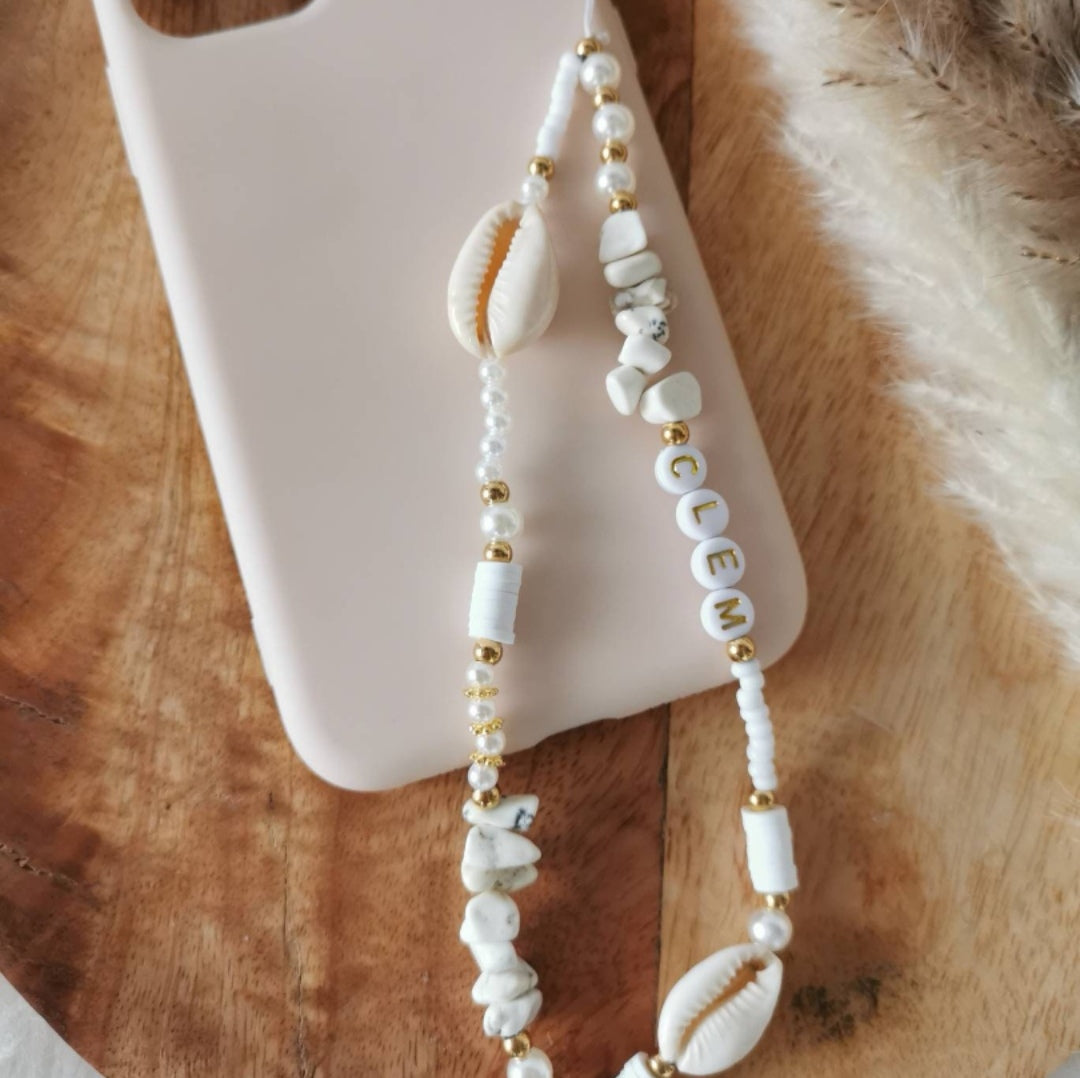 BIJOU DE TÉLÉPHONE - COQUILLAGE MARBRE